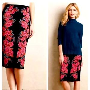 Ekaterina Kukhareva Anthropologie Rose Black mid length skirt sz M